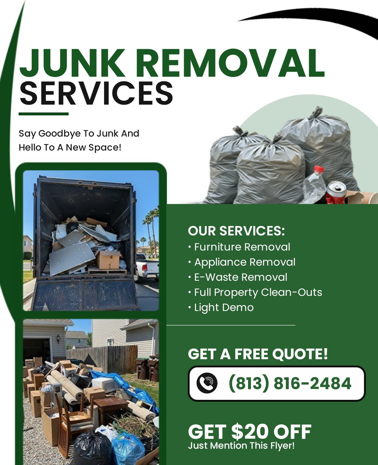 OneCiti-Soutside cleared garage and empty rental room ready after a cleanout in St. Petersburg, FL 33713